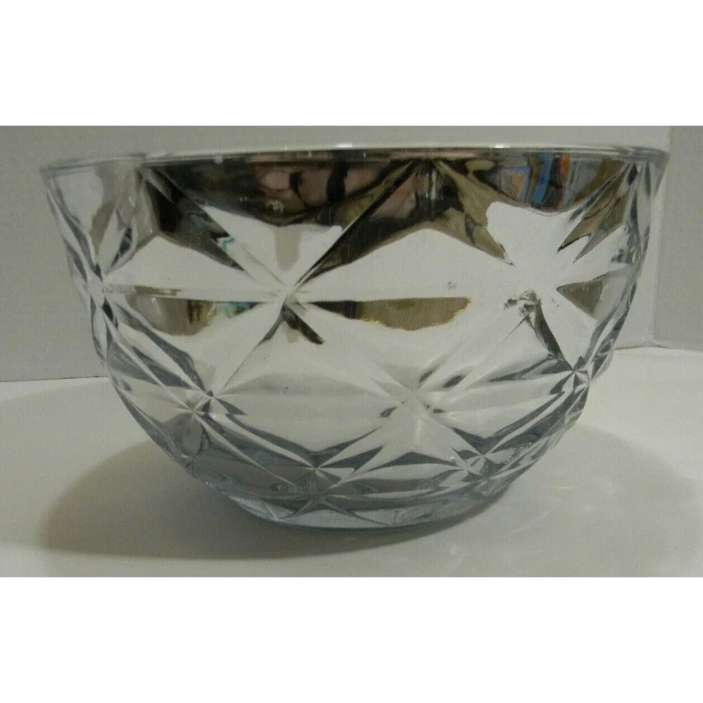 Decorative Mirrored Glass Bowl Holiday Silver 9